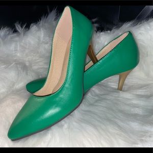 Green & Gold Heels - Size 9/Eu39, 3.5” heels
